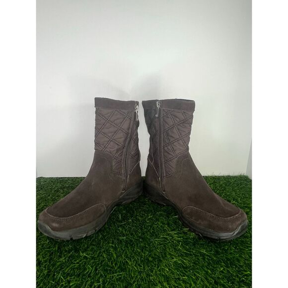 Lands’ End Women’s Winter Snow Boots Brown Suede Quilted Mid Calf Size 7 - Picture 5 of 7